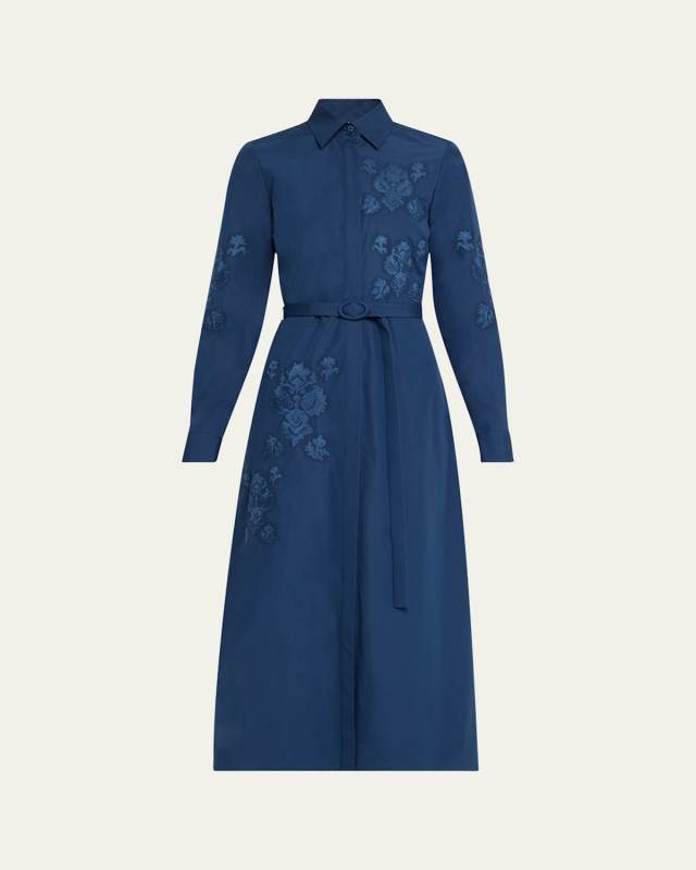 Embroidered Cotton Midi Shirtdress